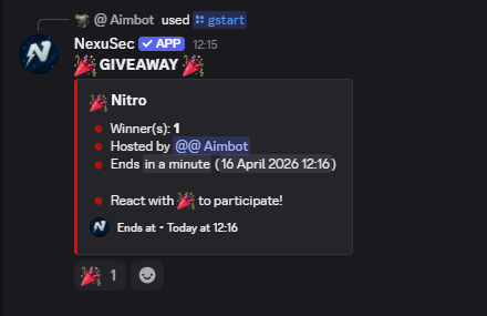Giveaway Screenshot